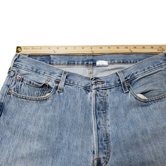 Mens Levis 501 Button Fly Jeans Size 36X34 Red Label Medium Stonewash - Picture 7 of 9